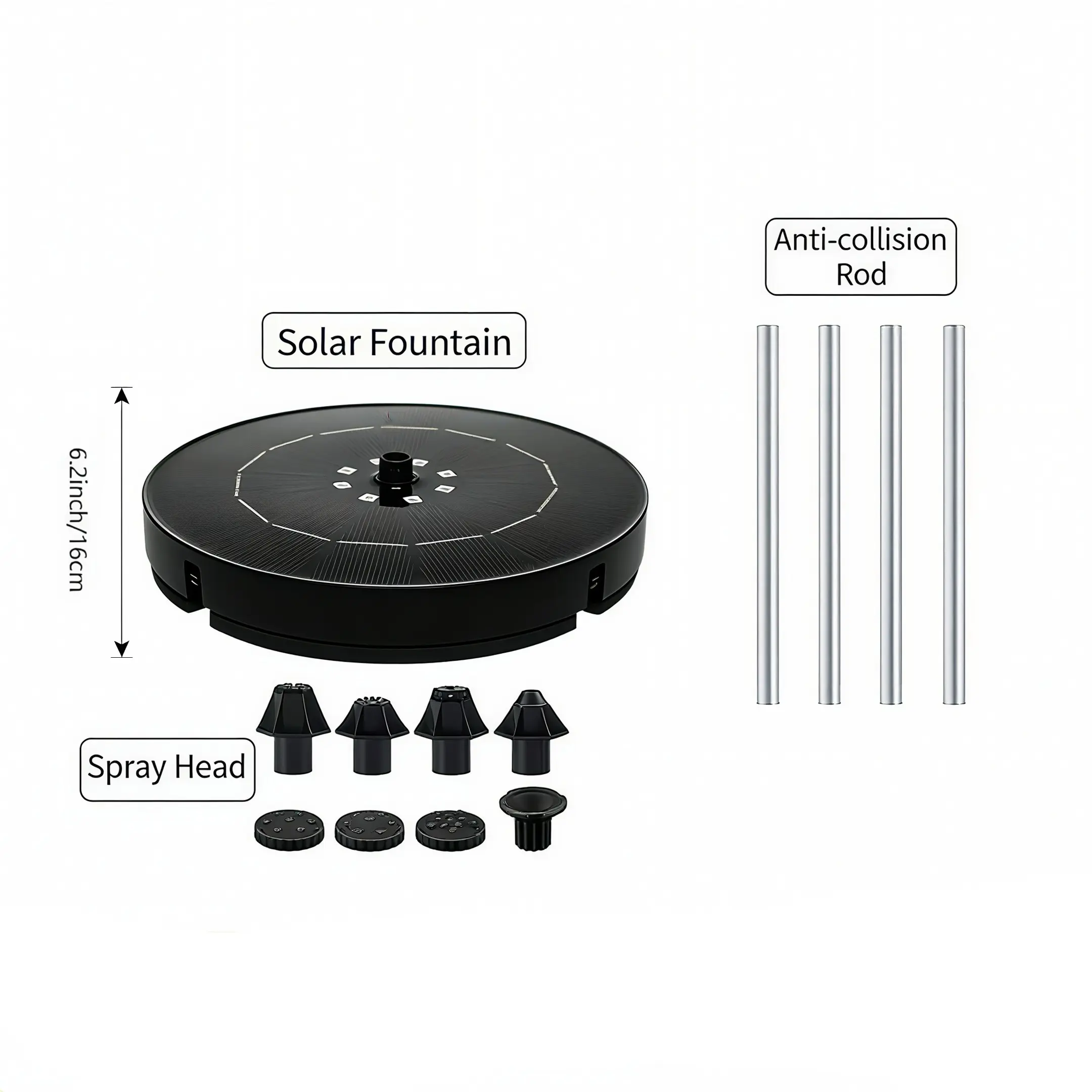 Solar Powered Water Fountain, Outdoor Pool Water Floating Fountain, Color Light Fountain, LED Birdbath Fountain, Garden Decoration, Outdoor Water Fountains, Floating Design Fountain, LED Lighted Fountain