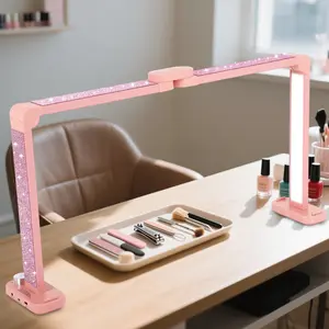 Half Moon Light for Nail Desk with Phone Holder, 34IN Foldable LED Lamp With Diamond, LED Light for Manicure, Eyelash Extension, Tattooing, Skin Management, Color Temperature 3000-6000K