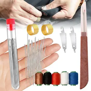 34/36 items Large-eye steel needle set, portable needle and thread, hand repair sewing thread, sewing supplies, including steel needles, sewing thread scissors, needle threaders, sewing thread, thimble, Husif (sewing tool), portable DIY handmade set