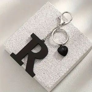 1pc Large Letter, Personalized Keychain - Glossy Black keyring with Lobster Clasp, Bold A-Z Alphabet Shapes - Keychain for Women & Men, Birthday Gifts, Everyday or Special Events - Durable Keychain Accessory, Sleek Finish, Matte Texture