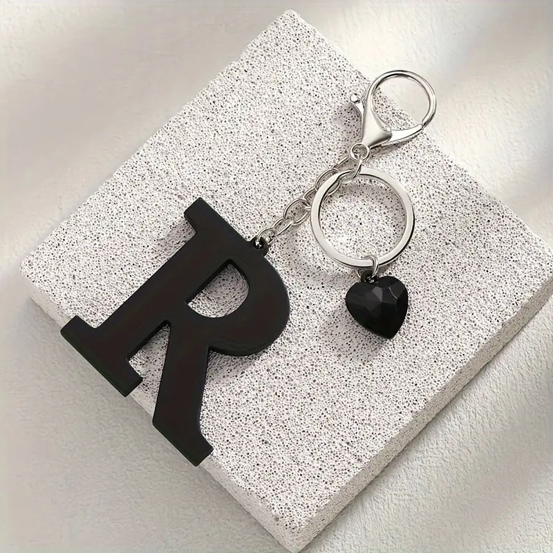 1pc Large Letter, Personalized Keychain - Glossy Black keyring with Lobster Clasp, Bold A-Z Alphabet Shapes - Keychain for Women & Men, Birthday Gifts, Everyday or Special Events - Durable Keychain Accessory, Sleek Finish, Matte Texture