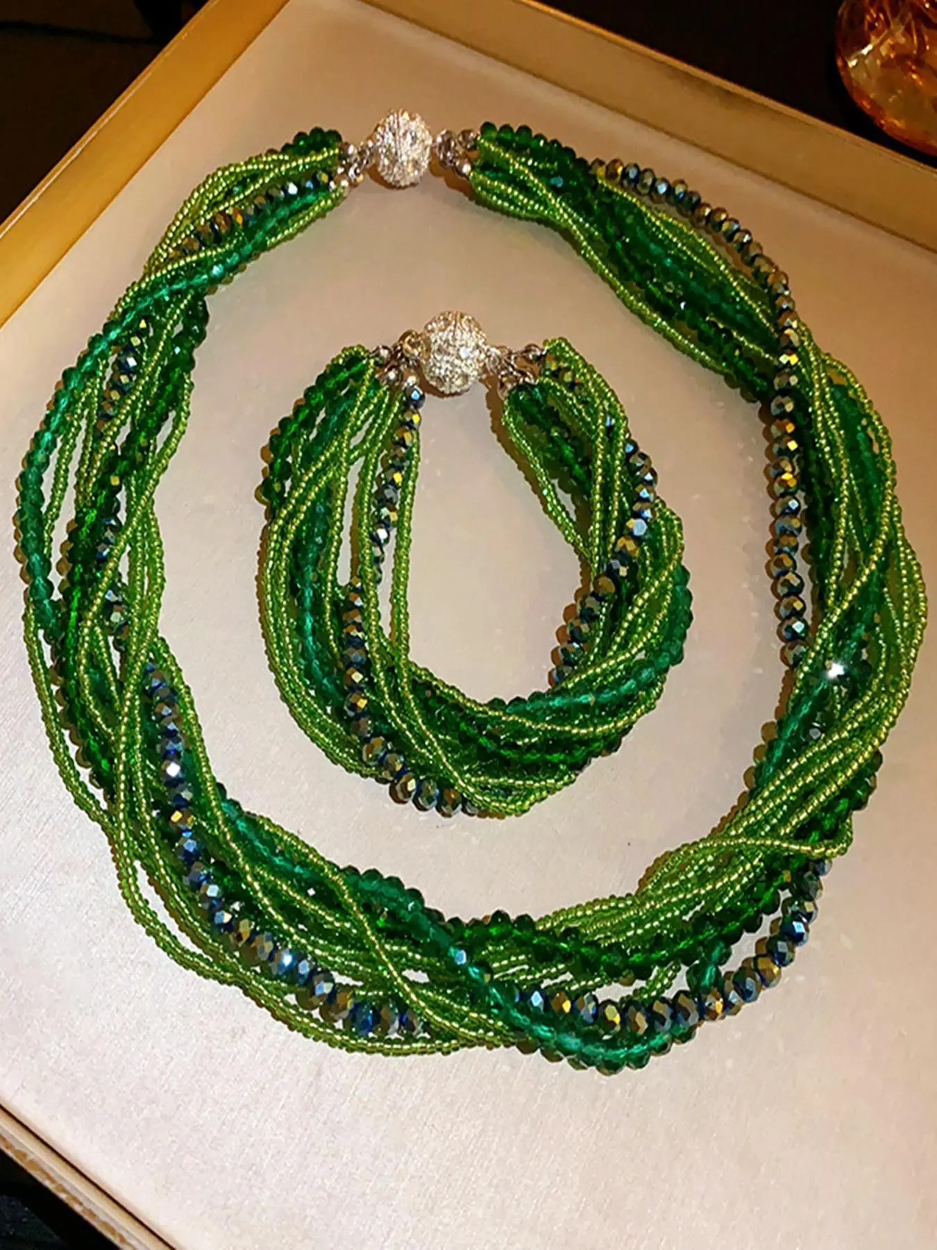 Vintage Artificial Crystal Decorated Necklace & Bracelet, Fashion Jewelry for Party, Daily Clothing Decor, Trendy All-match & Exquisite Jewelry for Birthday Gift