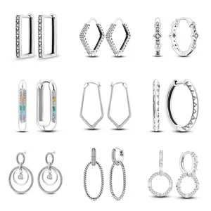 MULA Women's Geometric Earring Set | 925 Silver-plated with platinum plated and cubic zirconia | Minimalist jewelry | Perfect gift for her - Birthday, Valentine's Day, Mother's Day