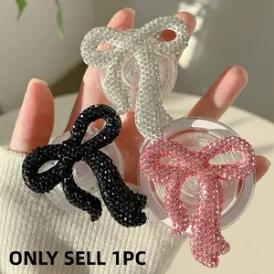 Bow Phone Grip Stand, Magnetic Grip, Creative Colorful Rhinestone Butterfly, Luxury Glue Ring Holder, Valentine's Day Gift, Accessories, Cell Phone Holder