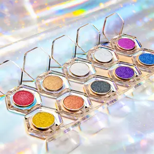 Single Multi-chrome Eyeshadows, Sparkly Shimmer Glitter Eyeshadow, Iridescent Shimmer, Holographic ,Color-shifting, Metallic Iridescent Shimmer Eyeshadow in 10 Shades