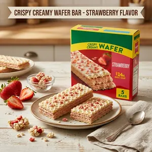 Crispy Creamy Strawberry Wafer Bars – Whole Grain Snack Bars with Creamy Filling, 5 Count, 6.5 oz Box