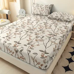3pcs Light Forest Wilderness Fitted Sheet Set, Includes 1 Fitted Sheet and 2 Pillowcases (No Filler), Available in Multiple Sizes, Skin-Friendly Fabric with 360 °   Fitted Grip to Stay in Place, Beige-Brown Healing-Themed Home Bedding Suitable