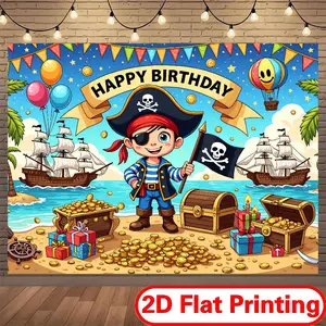 2D Flat Printing Polyester Banner Backdrop, Travel Theme Party Decorations Banners, Wall Hanging for Adventure Photo Shoots,summerwins