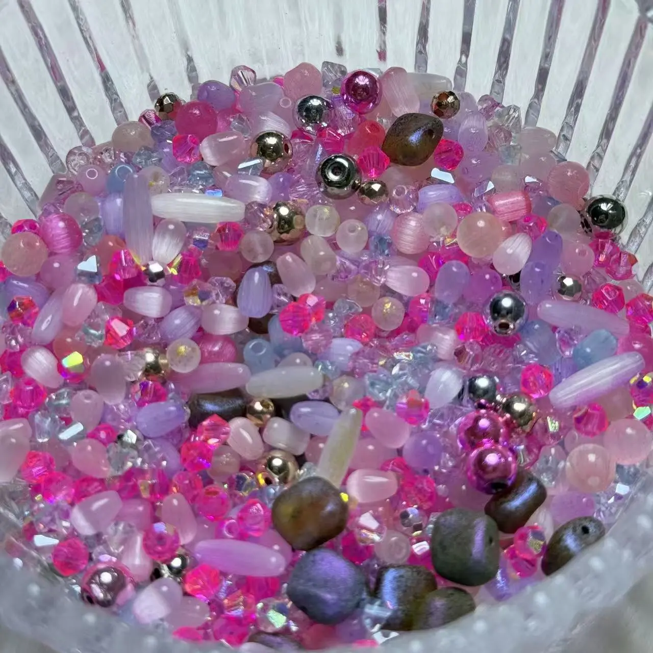【A127】Pink Glass Seed Beads Mix 30ml