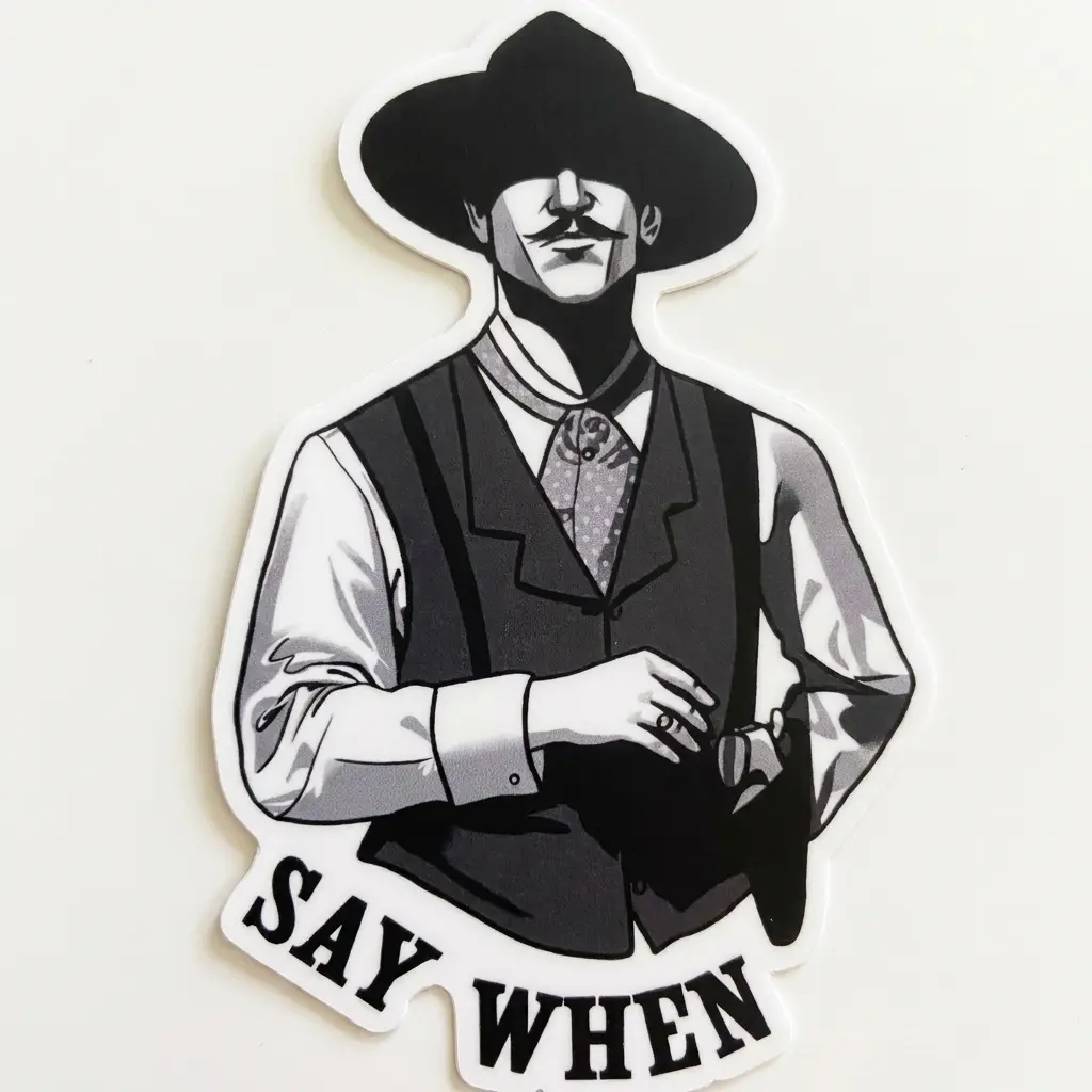 Say When Doc Holliday Vinyl Sticker - Classic Western Movie Quote Laptop and Water Bottle Decal