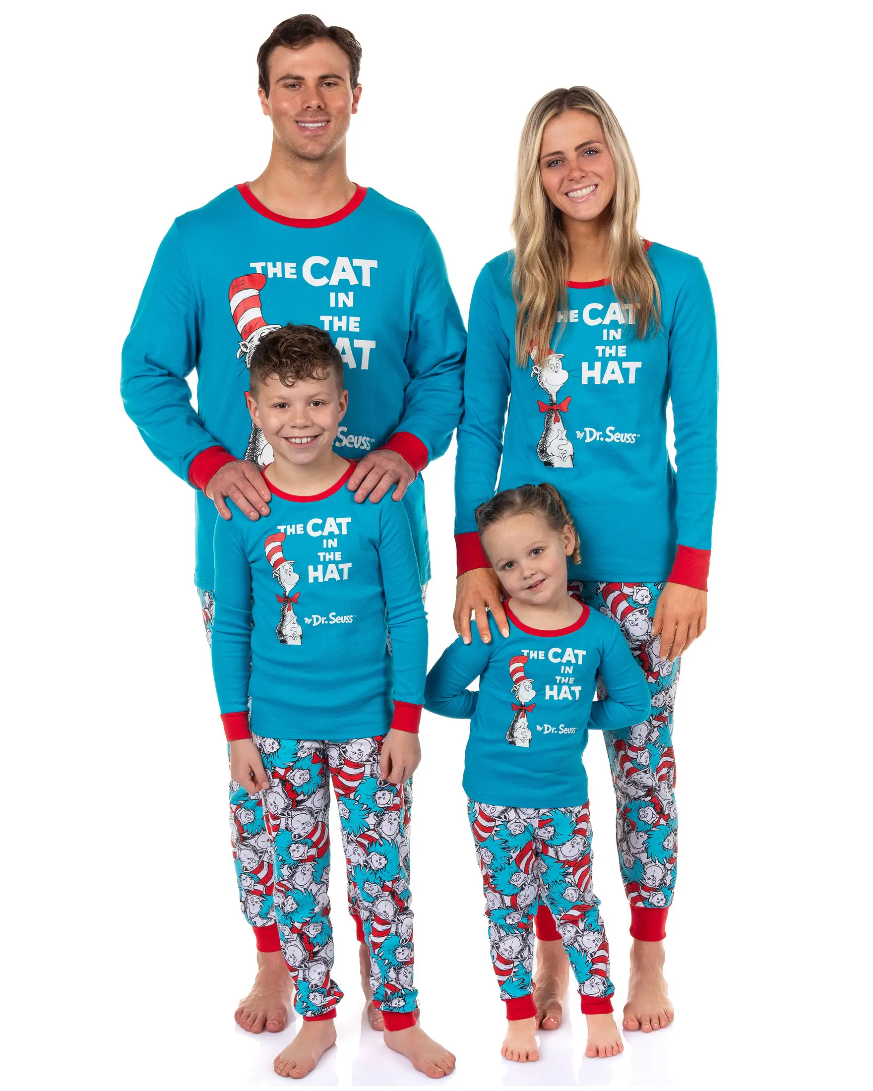 Dr. Seuss Cat In The Hat Book Cover Matching Family 2-Piece Tight Fit Pajama Set, Clothes, Sleeve, Bottoms