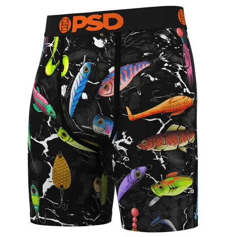 PSD Mens Tight Lines Boxer Brief - Standard Length 7 Inch Inseam, Soft and Breathable Poly Blend Fabric