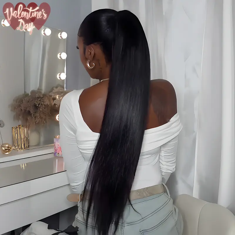 Frodio 100% Human Hair Natural Black Straight Ponytail Hairstyle Extension Ponypop Ponytail Wrap Around Ponytail - Destiny TikTokShopBlackFriday #summervibes