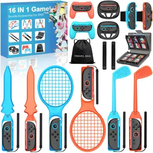 BEBONCOOL 16 in 1 Switch2 Sports Accessories Bundle for Joy-Con 2, Steering Wheels for Mario Kart World Sports Games Pack, Authentic Sport Experience, Family Party Pack Kit,Storage Bag NS Sports game