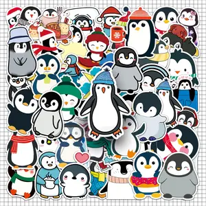 Cute Penguin Pattern Sticker, 100pcs/set Repeated Cartoon Penguin Decorative Sticker, Decorative Sticker for Travel Case, Refrigerator, Water Bottle, Ornaments, Funny Stickers