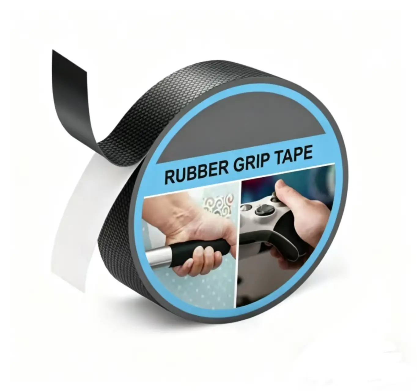 Black Ultra-Thin Rubber Grip Tape - 1In x 19.6Ft, Strong Adhesive, Anti-Slip, Waterproof, High-Temperature Resistant, Wear-Resistant Cushion Pad, Easy to Apply, Peel and Cut, Enhanced Grip for Handles, Gaming Gear, Curved Surfaces