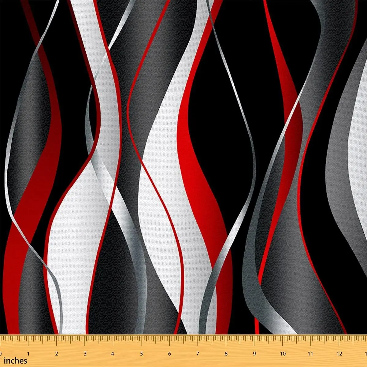 Feelyou Durable Tight Weave Woven Polyester Upholstery Fabric by the Yd - Waterproof Textured Print, Furniture Refinishing, Accent Pillows Use, Indoor/Outdoor, Cushion Compatible (Red, Black, White, Grey)