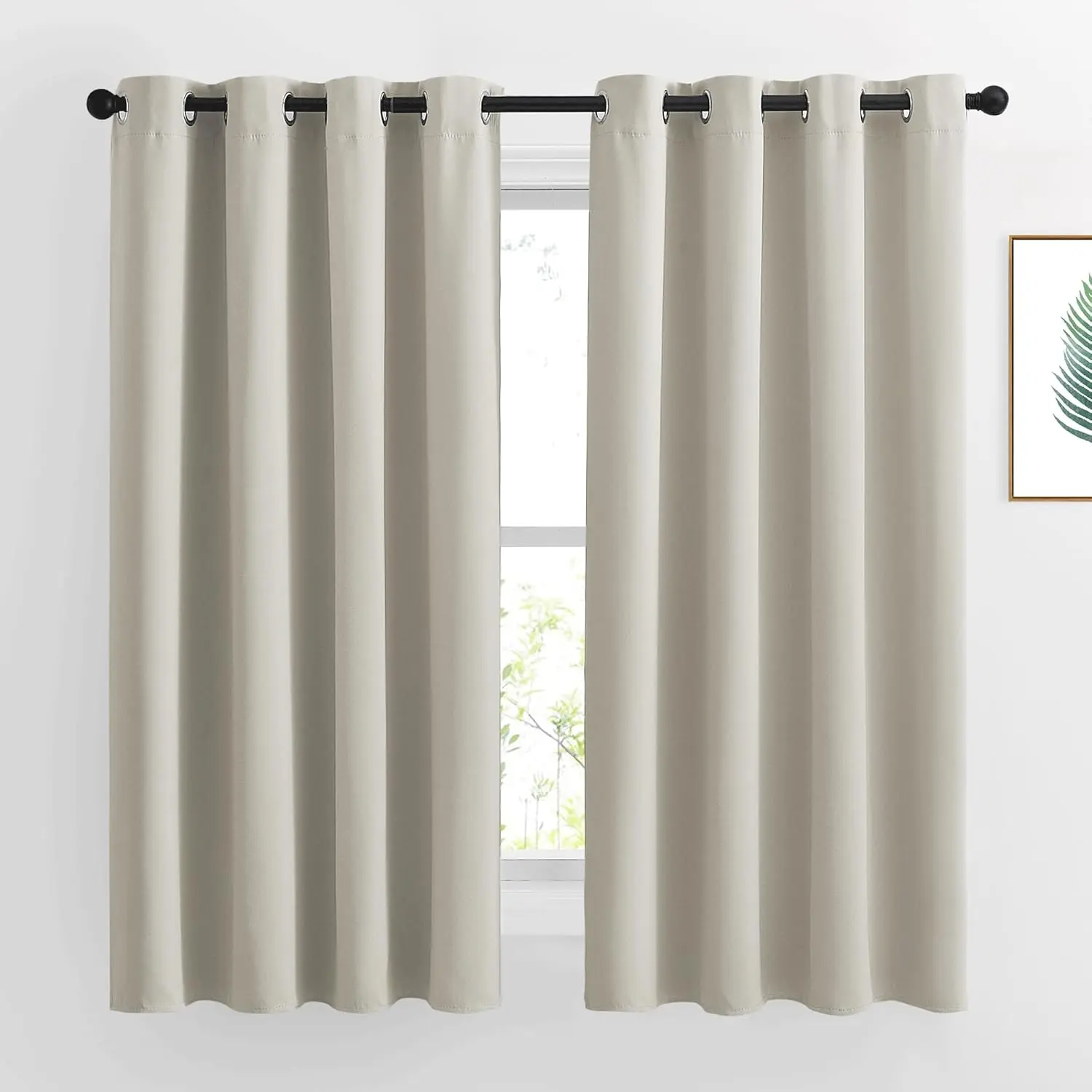 NICETOWN Blackout Bedroom Curtains 63in Long - Grommet Finished Heavy Home Decorative Curtain, Thermal Insulated Solid Sound Dampening Drapes Blocking Lights for Living Room, 2 Panels (W52xL63)