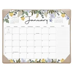 Cabbrix Desk Calendar 2026-2027 with Desktop Mat, Floral Desk Pad Calendar 15 x 12 Inch Runs From Jan 2026 – June 2027, Desk Blotter Calendar for Home School and Office