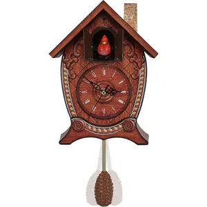 Traditional Chalet Style Singing Cardinal Tabletop Wall Sound Cuckoo Clock 17 x 8 x 5 inches