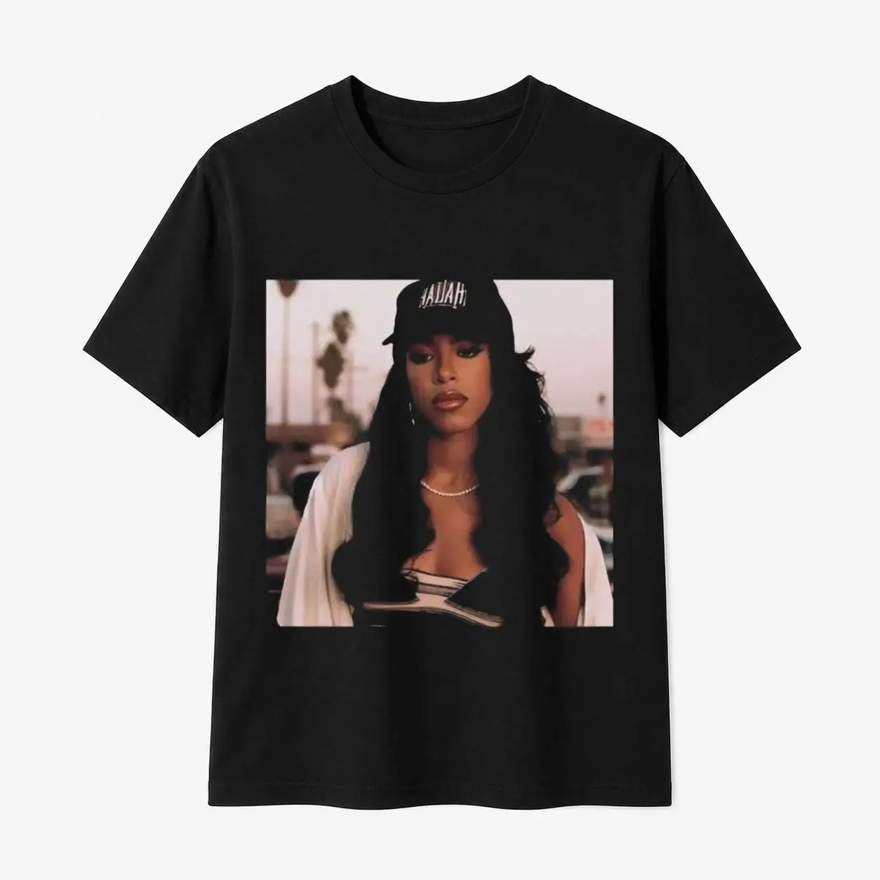 100% Cotton Men's Vintage Aaliyah Graphic Unisex Short-Sleeve Round Neck Crewneck Sports Top, Breathable Casual Classic Bootleg Rap Design 90s Style Streetwear Gift, Shortsleeve, Tee