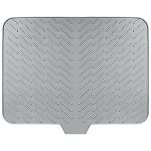 Large Size Silicone Dish Drying Mat With Drain Lip Heat Resistant Easy Clean Kitchen Counter Drain Pad Household Table Placemat-MM1