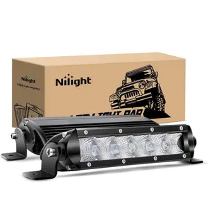 Nilight Super Slim Single Row Off Road LED Lights, 2PCS 7Inch 30W Power Output Flood Driving Fog Lamps (3600LM) with 2-Style Mounting Brackets for Jeep, Truck Vehicles