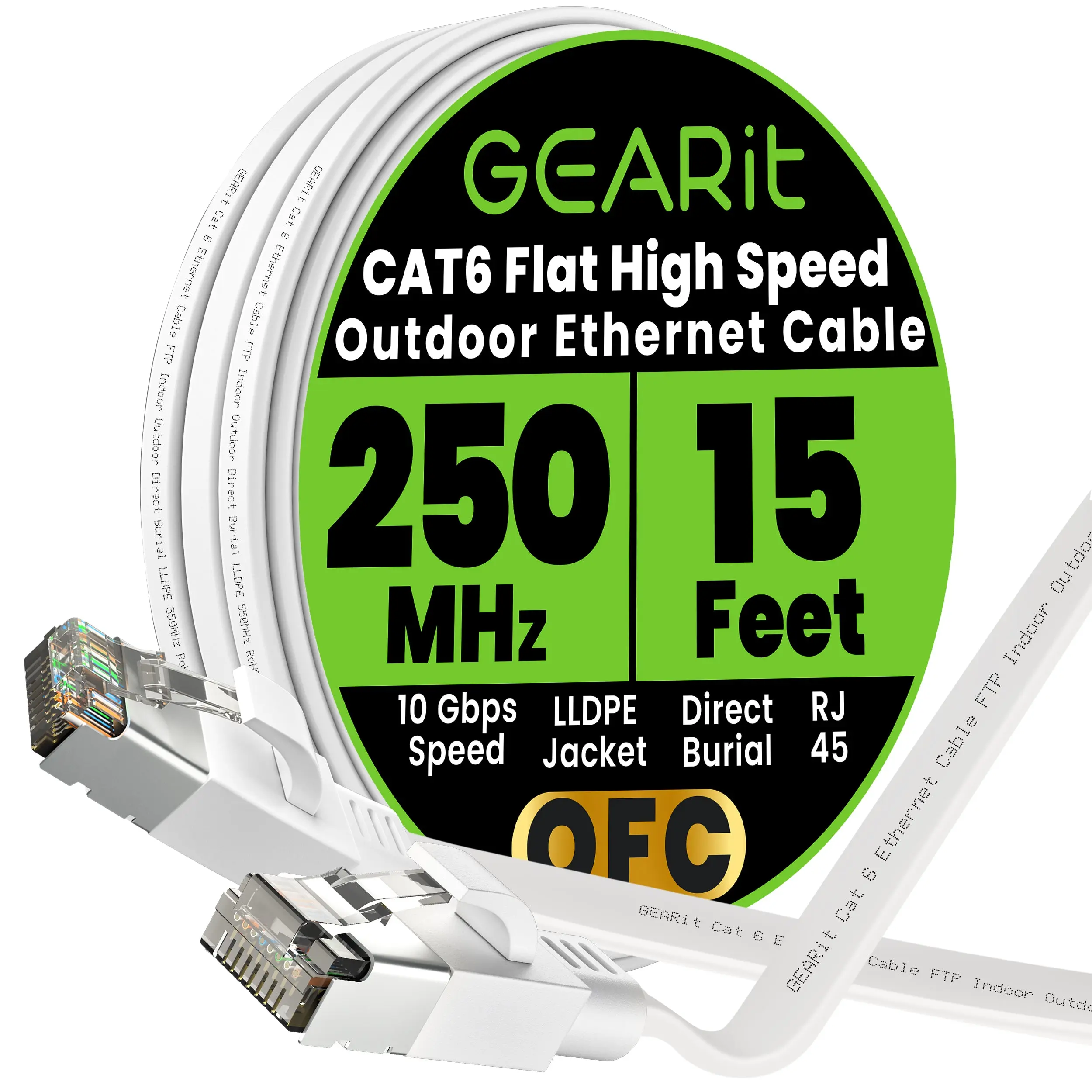 GEARit White Cat6 Flat Outdoor Ethernet Cable GEARit White Cat6 Flat Outdoor Ethernet Cable