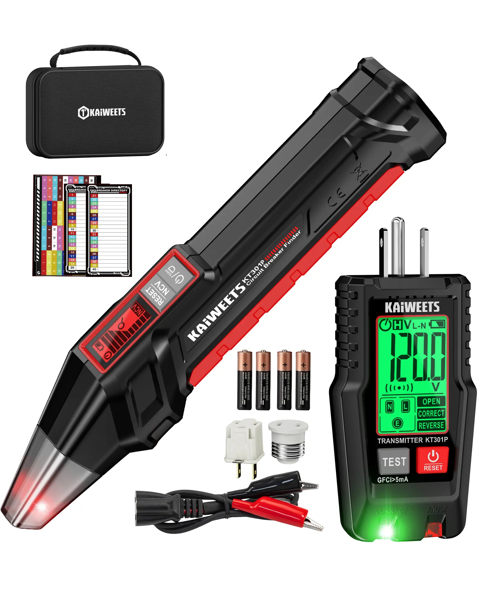 KAIWEETS Circuit Breaker Finder & GFCl Outlet Tester: 2-Piece Set for Quick & Accurate Breaker Locating, Voltage Detection, and GFCI Testing