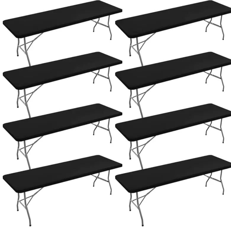 Spandex Stretch Table Covers 8FT Fitted Tablecloth 6 Pack/8 Pack/10 Pack for Wedding Reception Graduation Party Baby Shower Bridal Shower Table Decor Wedding Table Setup Banquet Event Outdoor Party Summer Table Setup Mother’s Day Brunch #SummerVibes fathe