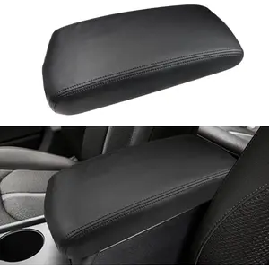 Center Console Armrest Cover for Kia Optima Accessories 2016 2017 2018 2019 2020 Leather Middle Console Arm Rest Box Lid Seat Cover Protector Cushion Saver (Black Stitches)