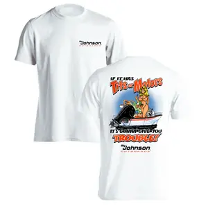Menswear Sport Casual Round Neck Shortsleeve 2-Sided Vintage Boating Graphic T-Shirt - Soft Cotton Blend, Retro Fishing Humor Apparel, Gift for Boating Fans Fishermen
