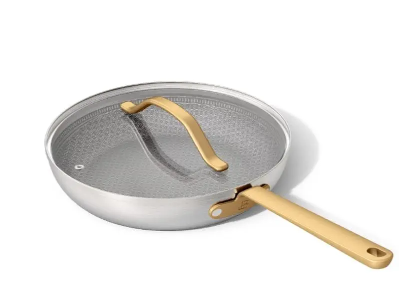 10" Hybrid Tri-Ply Stainless Steel Fry Pan with Lid, Ceramic Nonstick Coating