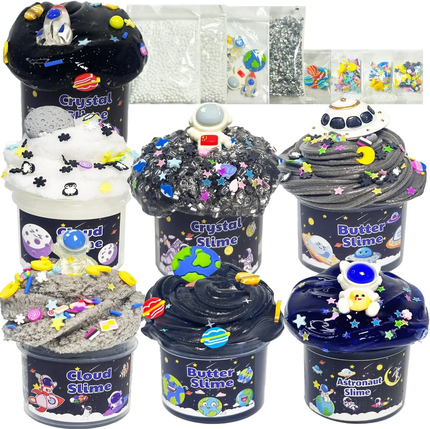 Summer Spring Gift 7 Pack Galaxy Slime Kits, Butter Slime,Cloud Slime kit for Girls Ages 8-12,Crunchy Slime Kit,Non Sticky,Super Soft Sludge Toy,Birthday Gifts for Kids,Party Favors for Girls and Boys