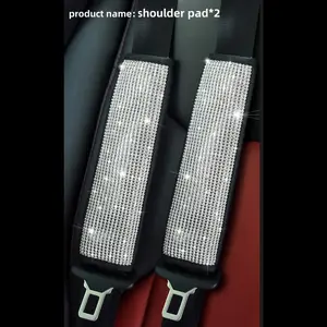 2pcs, car seat belt protective cover, artificial diamond shoulder pads, suitable for car interior, leather-wrapped seat belt cover, Decoration, Car Accessory