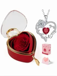Mother's Day Gift Soap Rose Jewelry Box, Heart Pendant Necklace, Heart Shaped Pendant, Perfect for Mom or Grandma, Ideal for Mother's Day or Valentine's Day