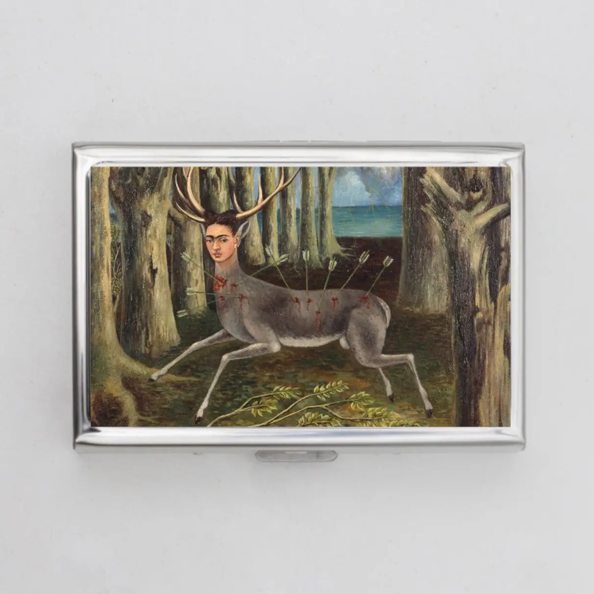 Deer Dual Side Wallet or Card Holder Slim Metal Wallet Push Button Organizer Gift