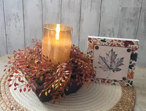 Artificial Rust Orange Berry Candle Ring – 8" Fall Autumn Wreath for Candles | Cozy Home Decor