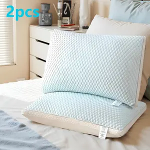 2Pcs Soft Satin Neck Support Pillow Breathable Moisture Wicking Firm Sleep Pillow with Zipper