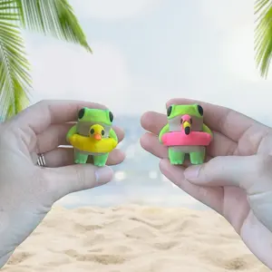Floaty Frog Fidget – 3D Printed Green Frog with Rubber Ducky or Flamingo Floaty - Frog Lover Gift -Cute Desk Toy - Cute Fidgets For Her