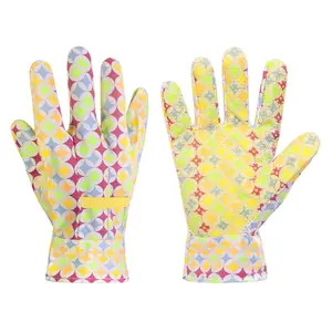 Women's Garden Gloves, 1 Pair Garden Gloves with PVC Grip Dots, Elastic Gardening Gloves for Women, Gardening Work Protective Gloves, Multi Purpose Glove