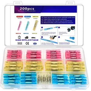 200 count Heat Shrink  Connector,  Crimp Electrical Wire Connector,  Splice Terminal  for Repair and Maintenance. Suitable for Automotive, Decoration Wiring, Marine Wire Joint