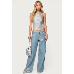 Jenney Shiny Low Rise Baggy Jeans