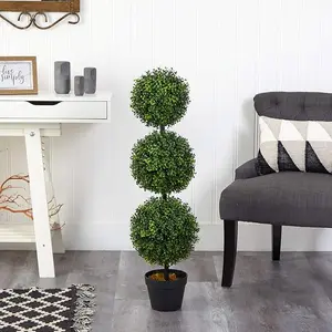 3ft. Artificial Triple Ball Boxwood Topiary Tree (Indoor/Outdoor) T2021, Green