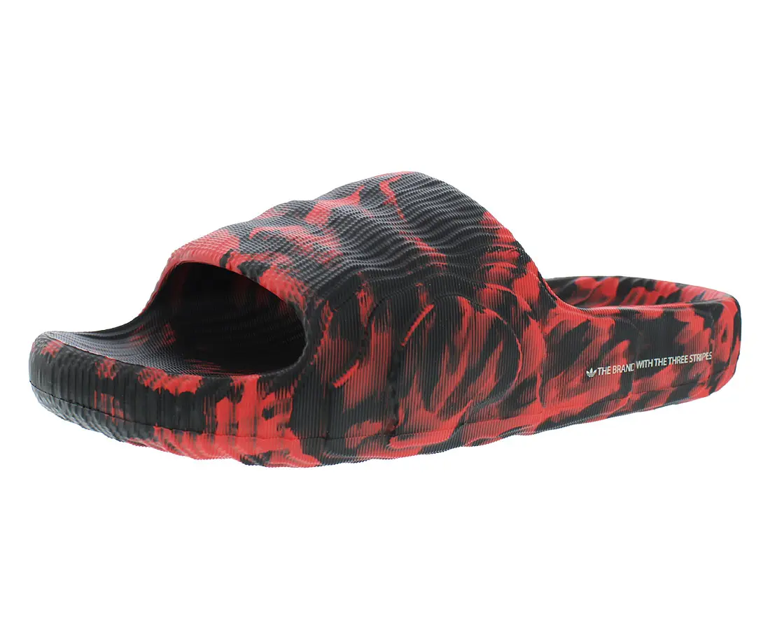 Adidas Adilette 22 Men's Slides, 3D Textured Open Toe Slip-on Slipper for Summer, Pool, and Beach Wear, Footwear