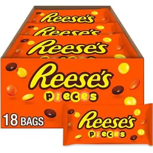 REESE'S PIECES Peanut Butter in a Crunchy Shell, Candy Bags, 1.53 oz (18 Count)