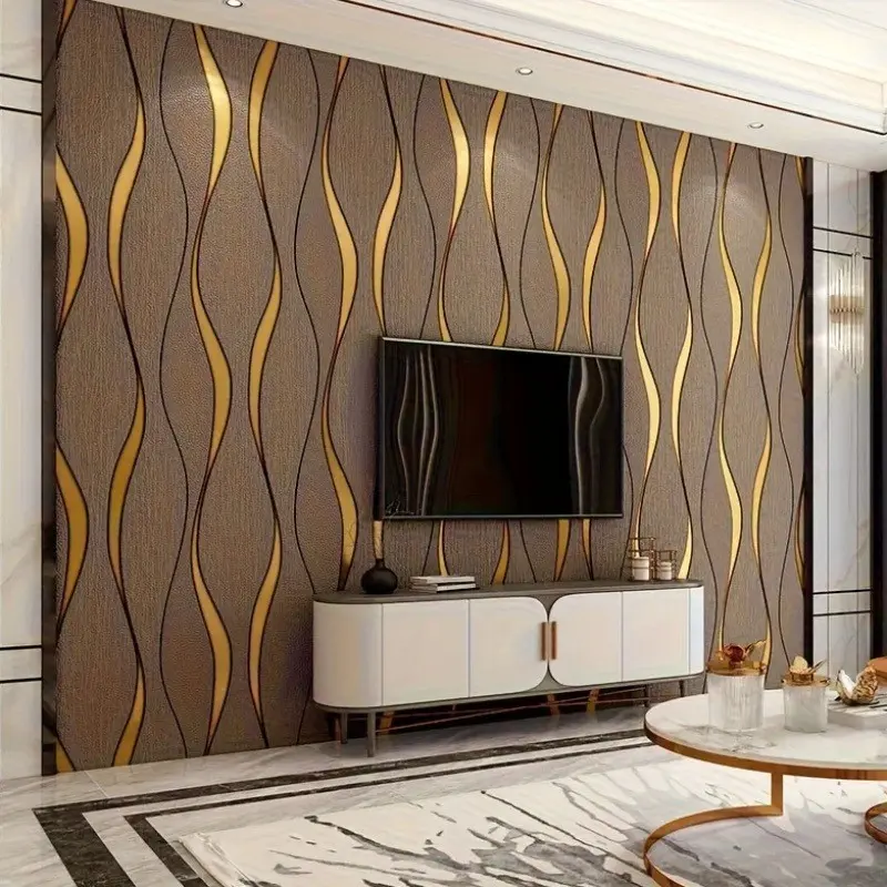 Modern Water Ripple Peel & Stick Wallpaper Roll, Abstract Wave Design, Shape and Stripe Pattern, Decorative Wallpaper, Ideal for Living Room Bedroom TV Wall Decor