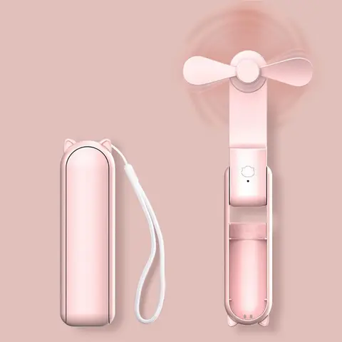 2 in 1 Mini Portable Handheld Fan, USB Rechargeable Personal Foldable Fan for Indoor, Small Pocket Fan Travel Essentials for Outdoor, Pocket Design Fan