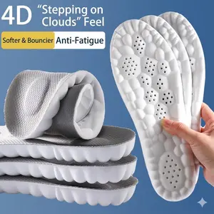 4D High Elastic Shock-Absorbing Sports Insoles - Cushioned "Cloud-Like" PU Full Insoles for Men & Women, Antibacterial, Odor-Resistant, Breathable, Sweat-Absorbent, Suitable for Casual/Sneakers/Work Shoes