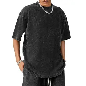 Holafish Unisex Acid Washed Shirt Cotton Oversized Men's T-Shirts Loose Fit Half Short Sleeves Casual Loose Solid Streetwear Tops,Men's Street T-Shirts Soft